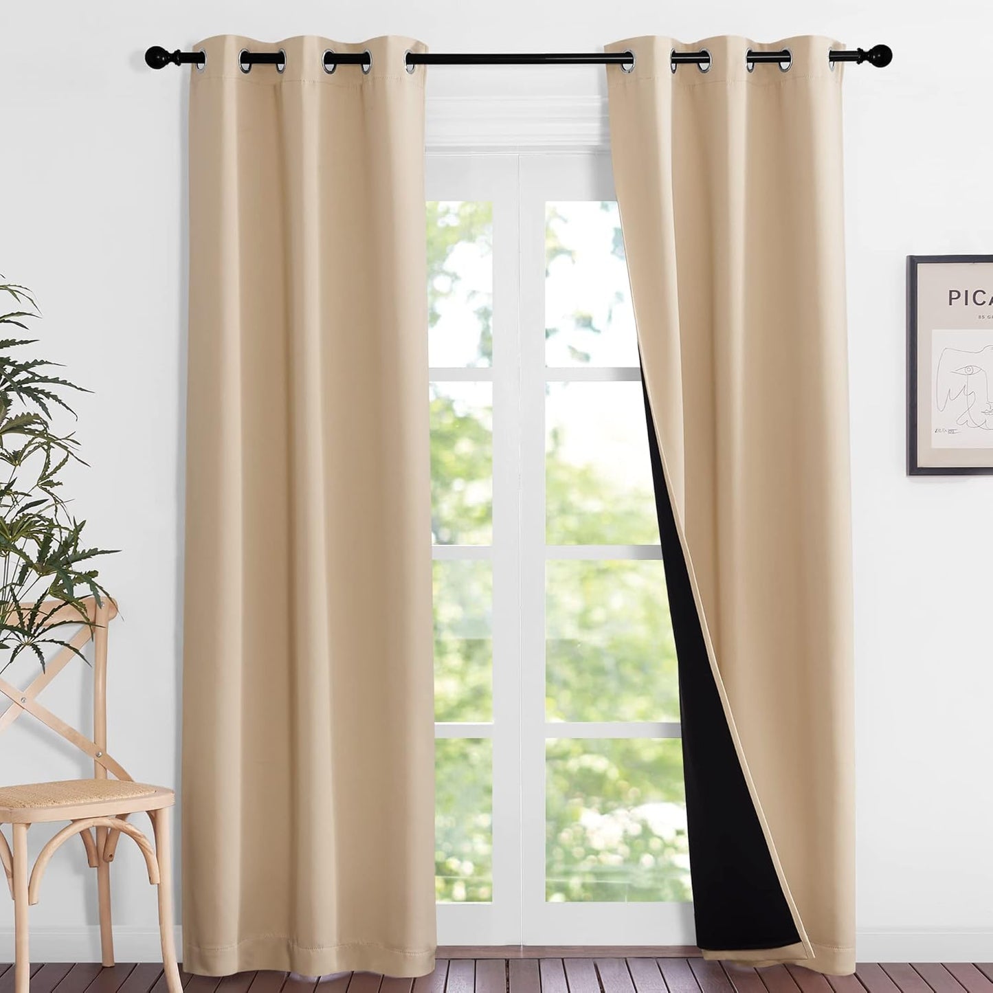 NICETOWN Grey Blackout Curtains 70x108, Set of 2