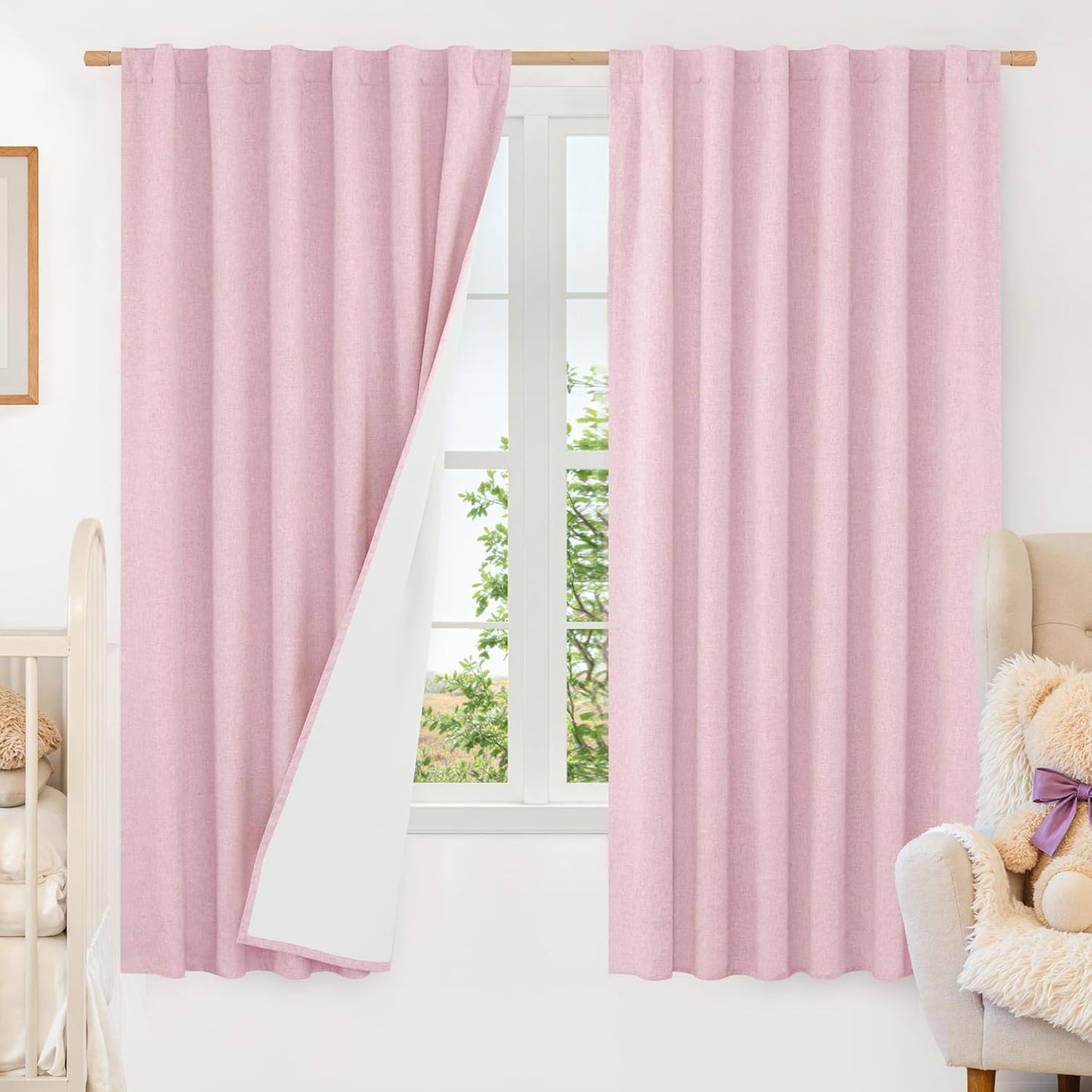 LAMIT Linen Blackout Curtains 60x84" Taupe, 2 Panels