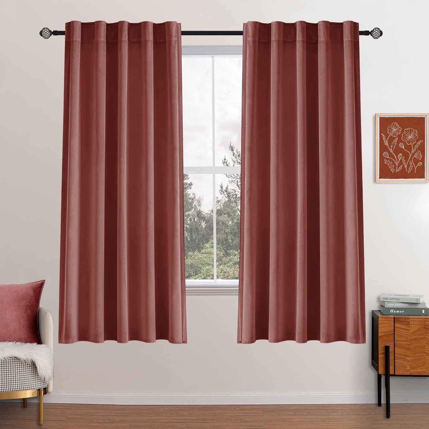 MIULEE Velvet Curtains 108 inches Long 2 Panels