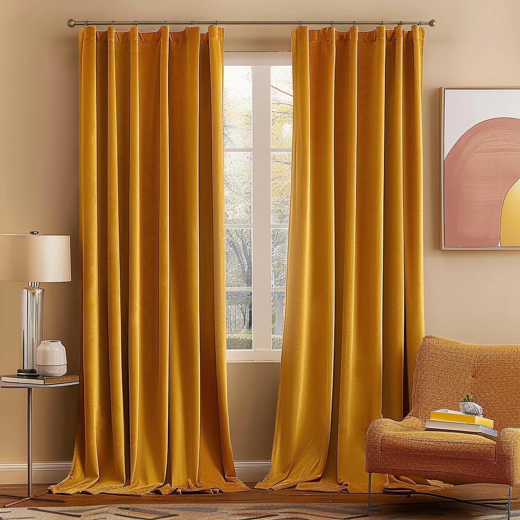 MIULEE Velvet Curtains 108 inches Long 2 Panels