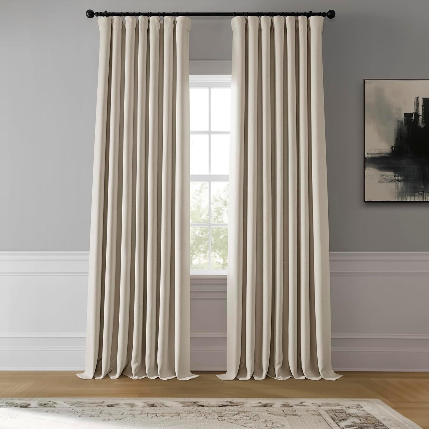 HPD Faux Linen Curtain 100x96" Birch, 1 Panel