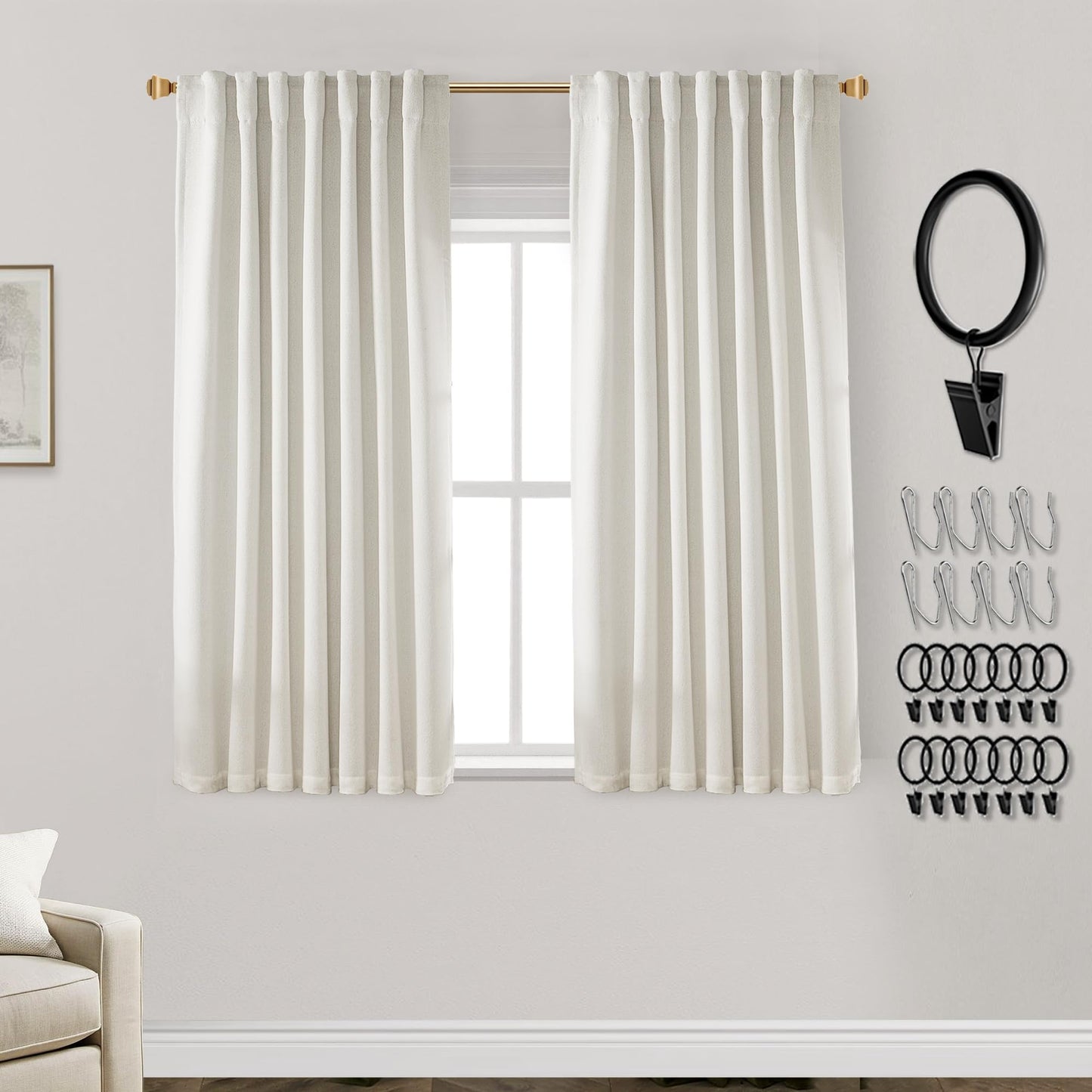 Boho Blackout Curtains Cream 70x90, 2 Panels