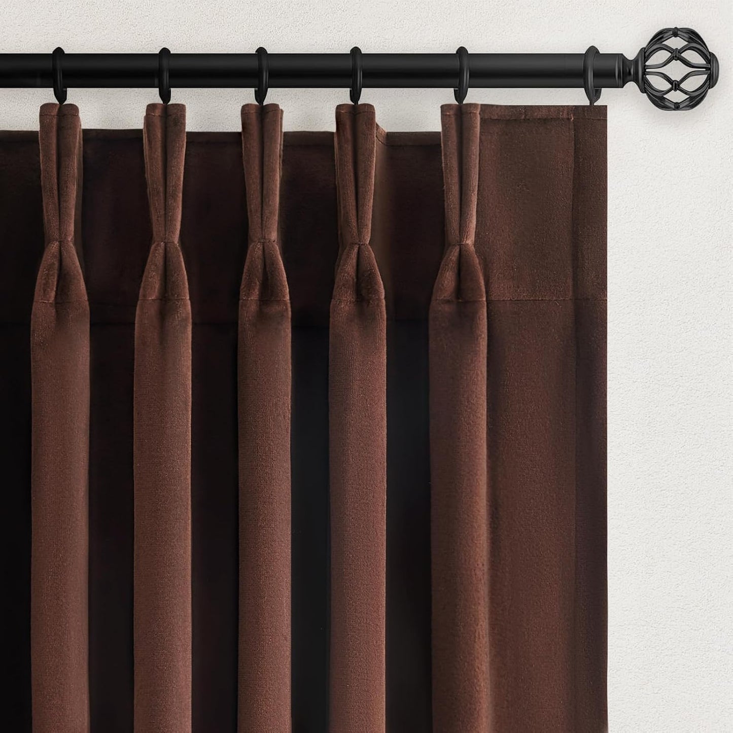 Cream Velvet Blackout Curtains 108", Set of 2