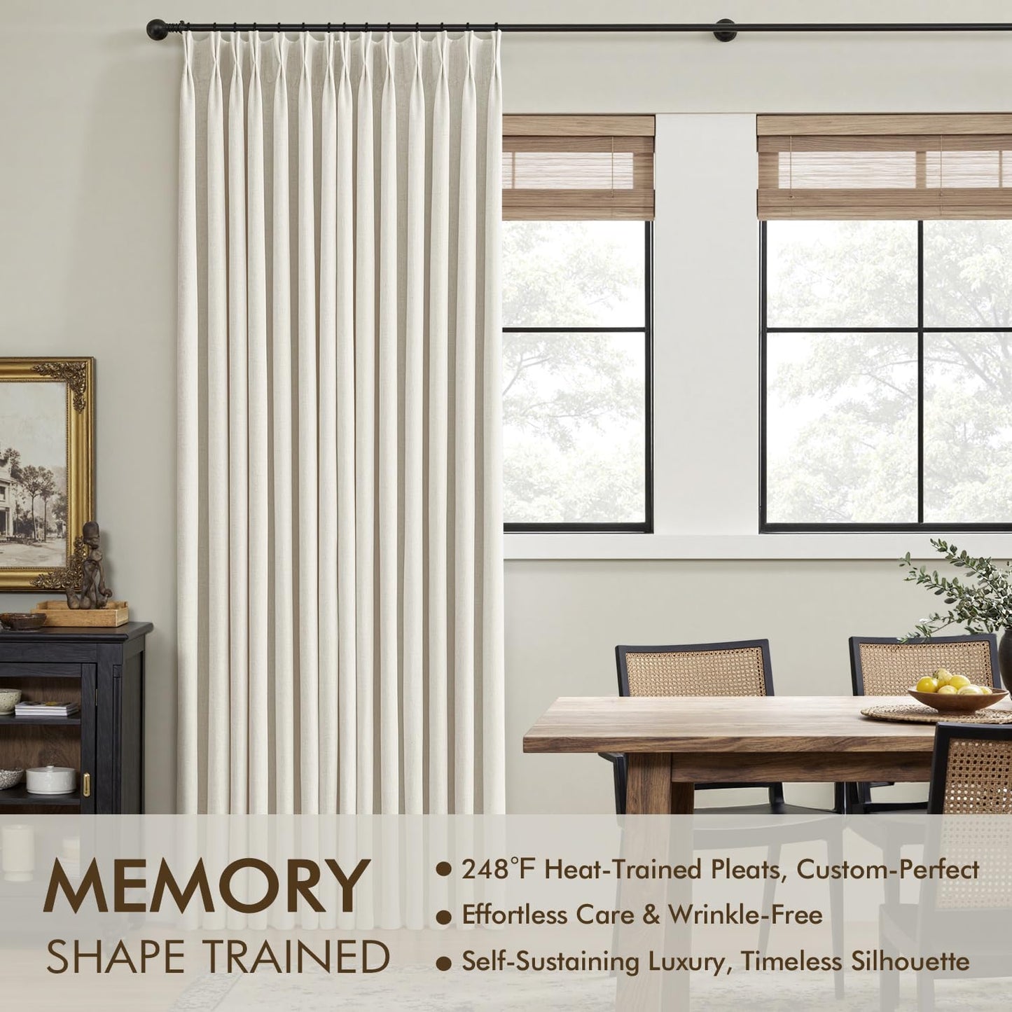 MIULEE Blackout Linen Curtains 96" 2 Panels