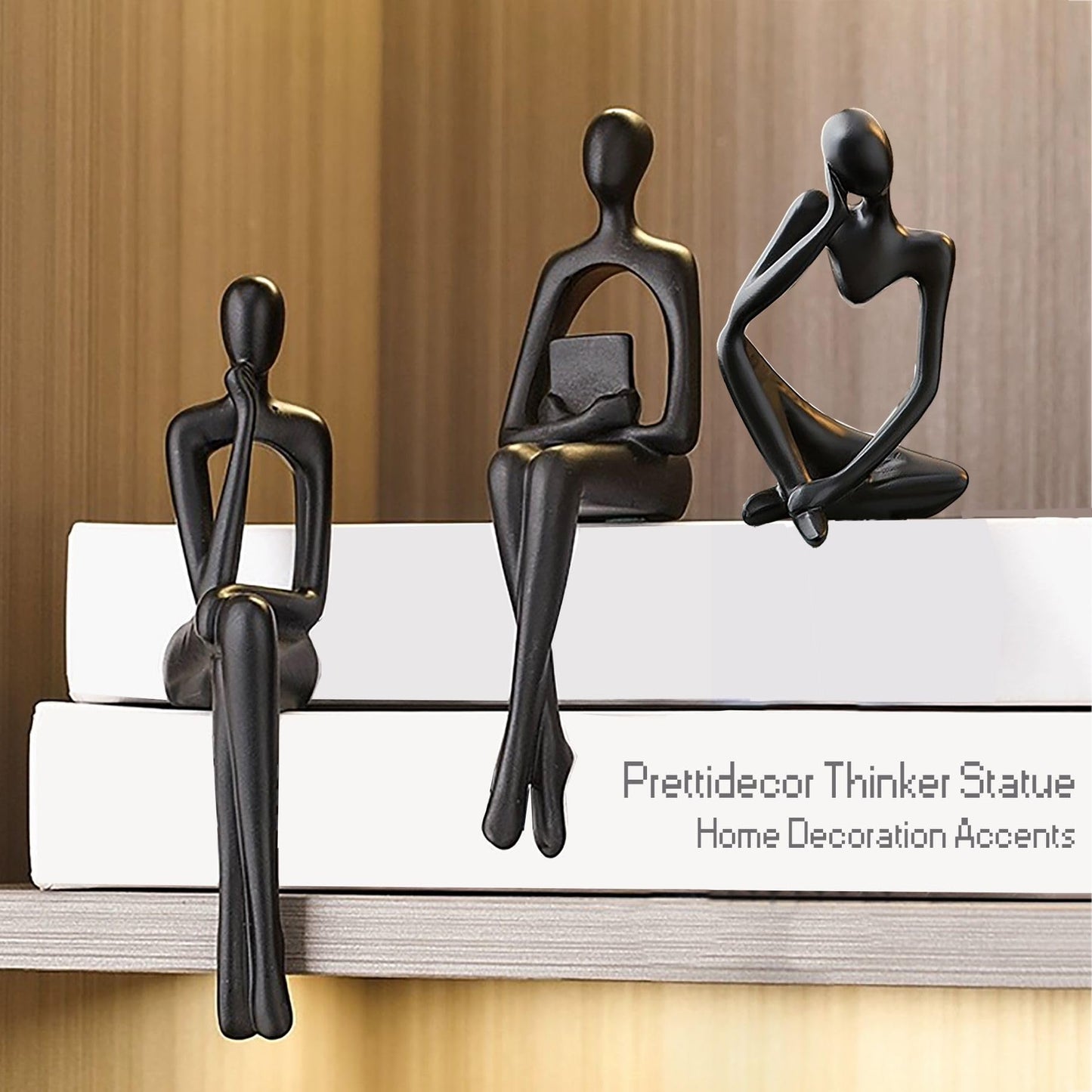 Gold Thinker Statues, Set of 3, Small