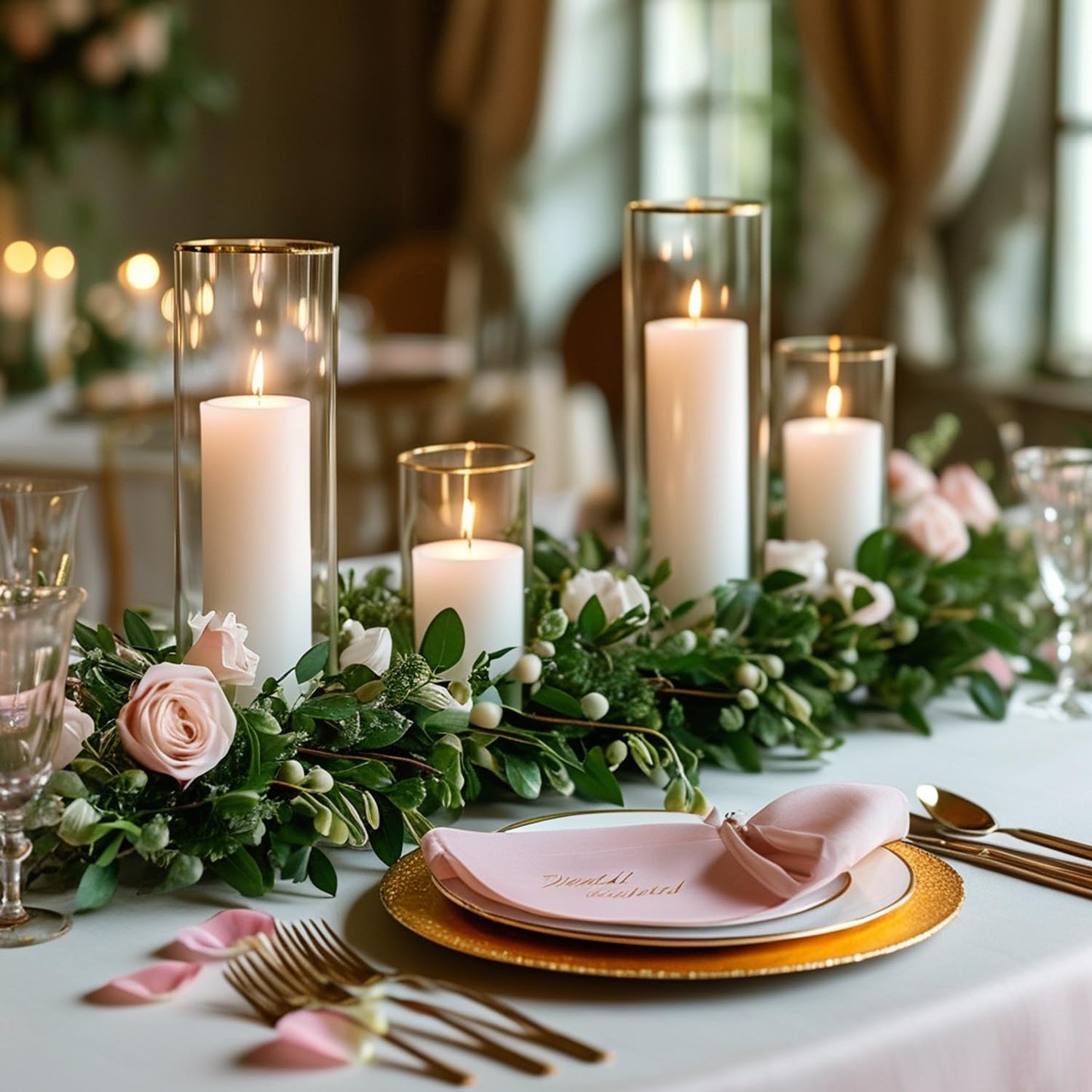 36-Pack White Pillar Candles with Glass Cylinder