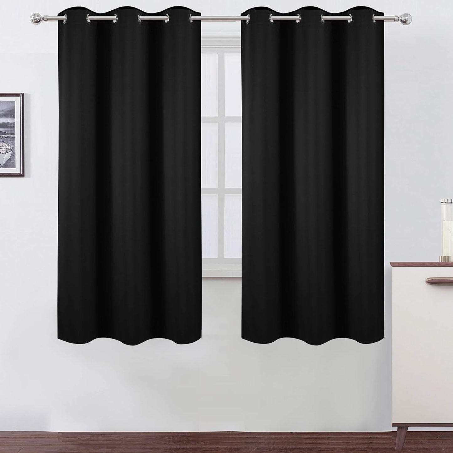 LEMOMO Blackout Curtains 52x84" Black, 2 Panels