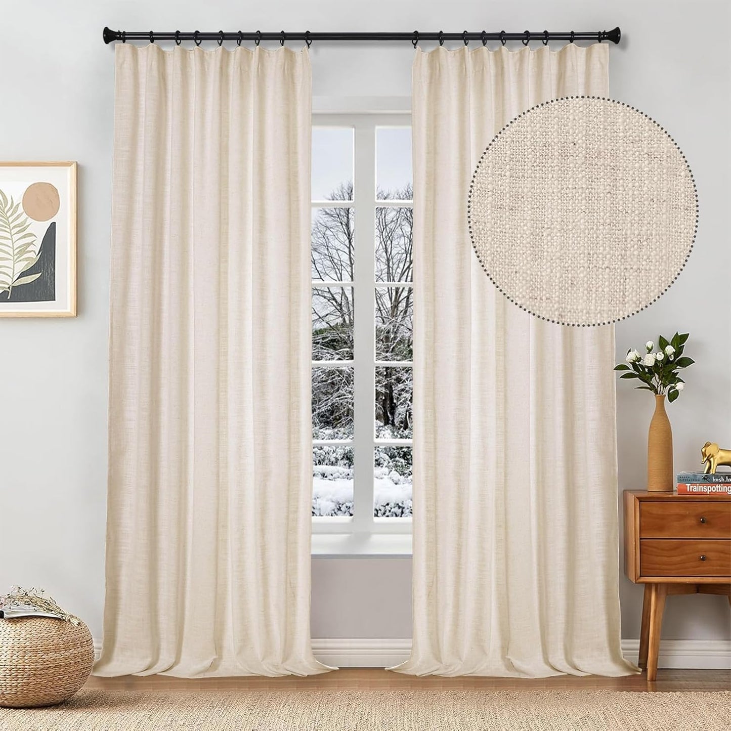 Linen Curtains – Snow White, 84" (2 Panels)