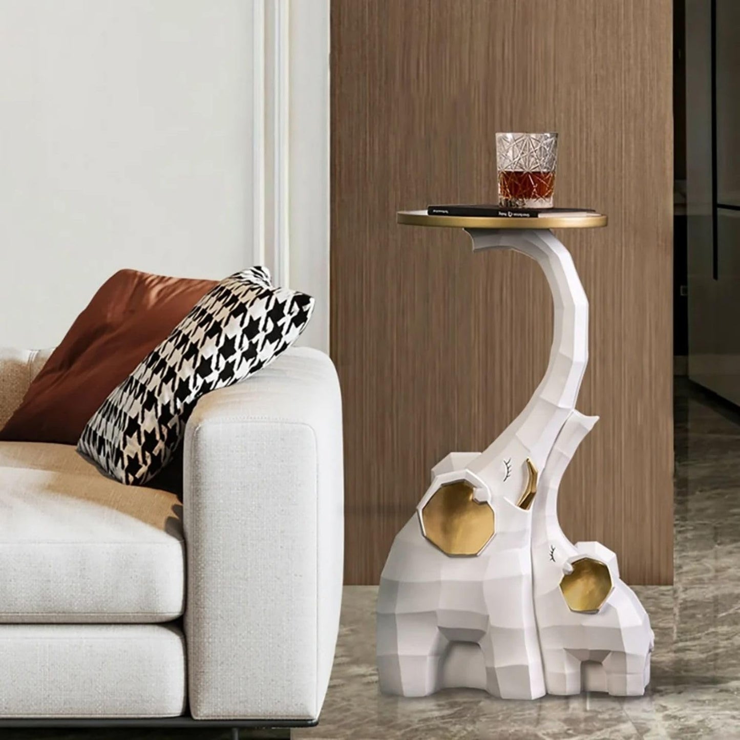 Homary Gold Leopard Side Table