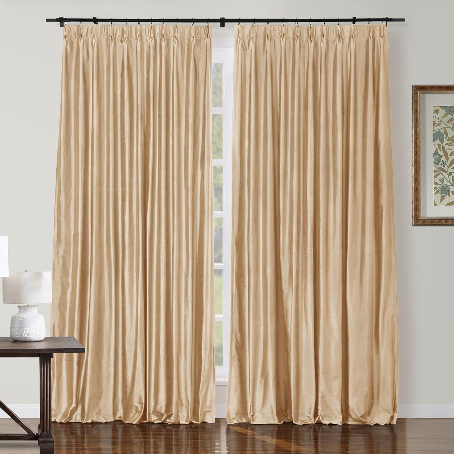Silk Pinch Pleat Curtain – Sand, 52"x90"