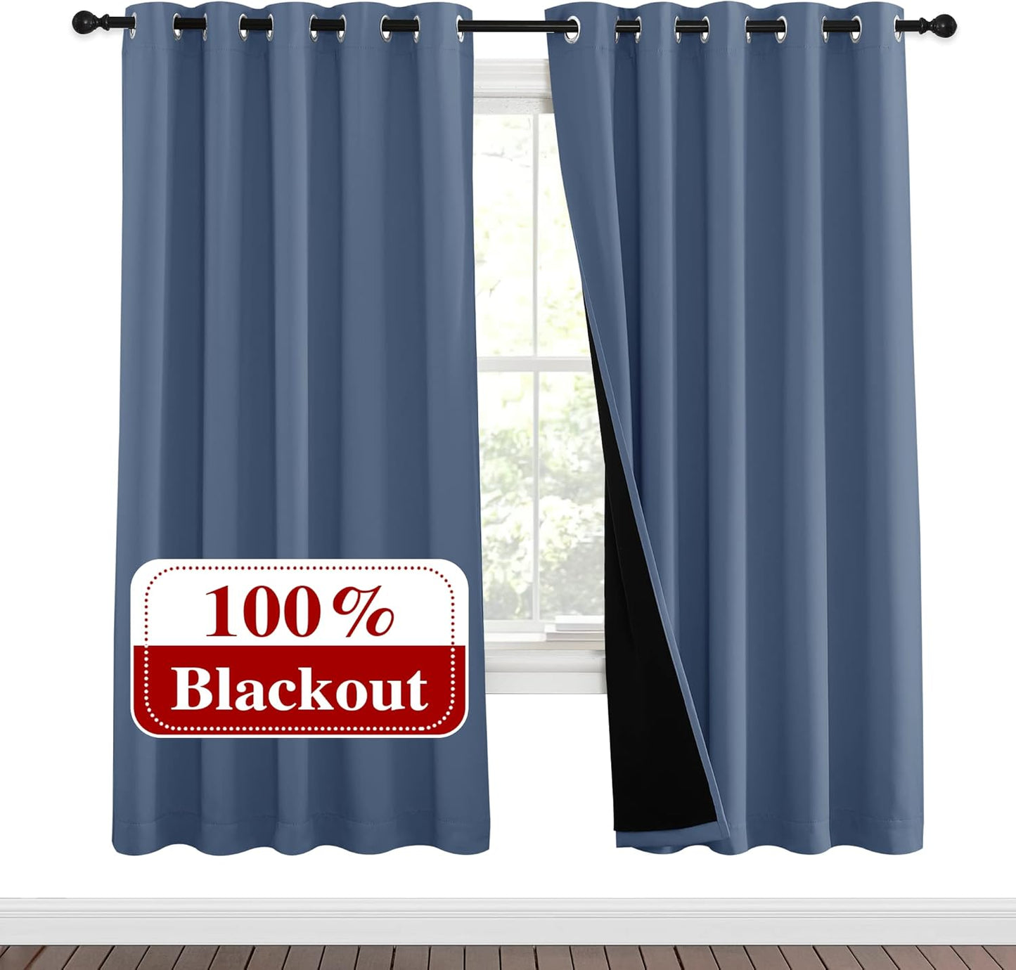 NICETOWN Grey Blackout Curtains 70x108, Set of 2