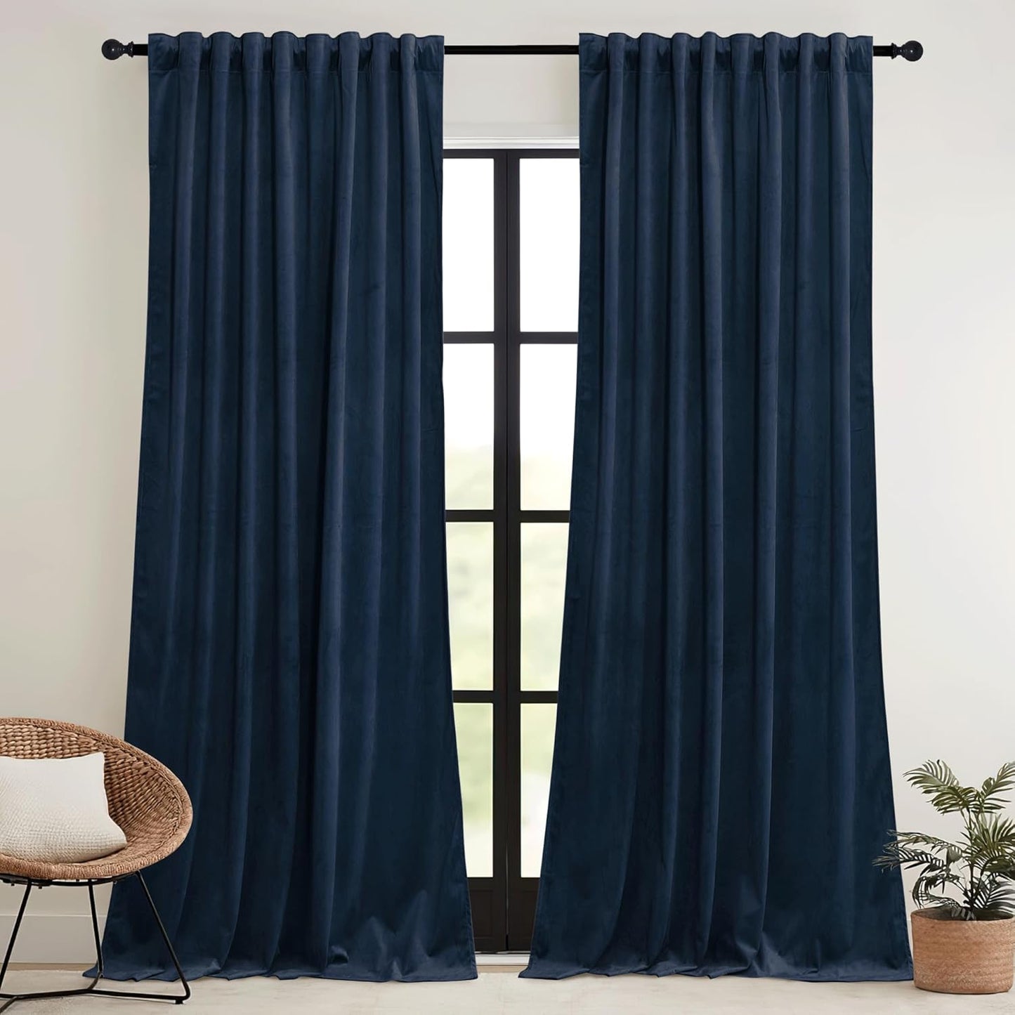 RYB HOME Velvet Curtains 52x108" Green, 2 Panels