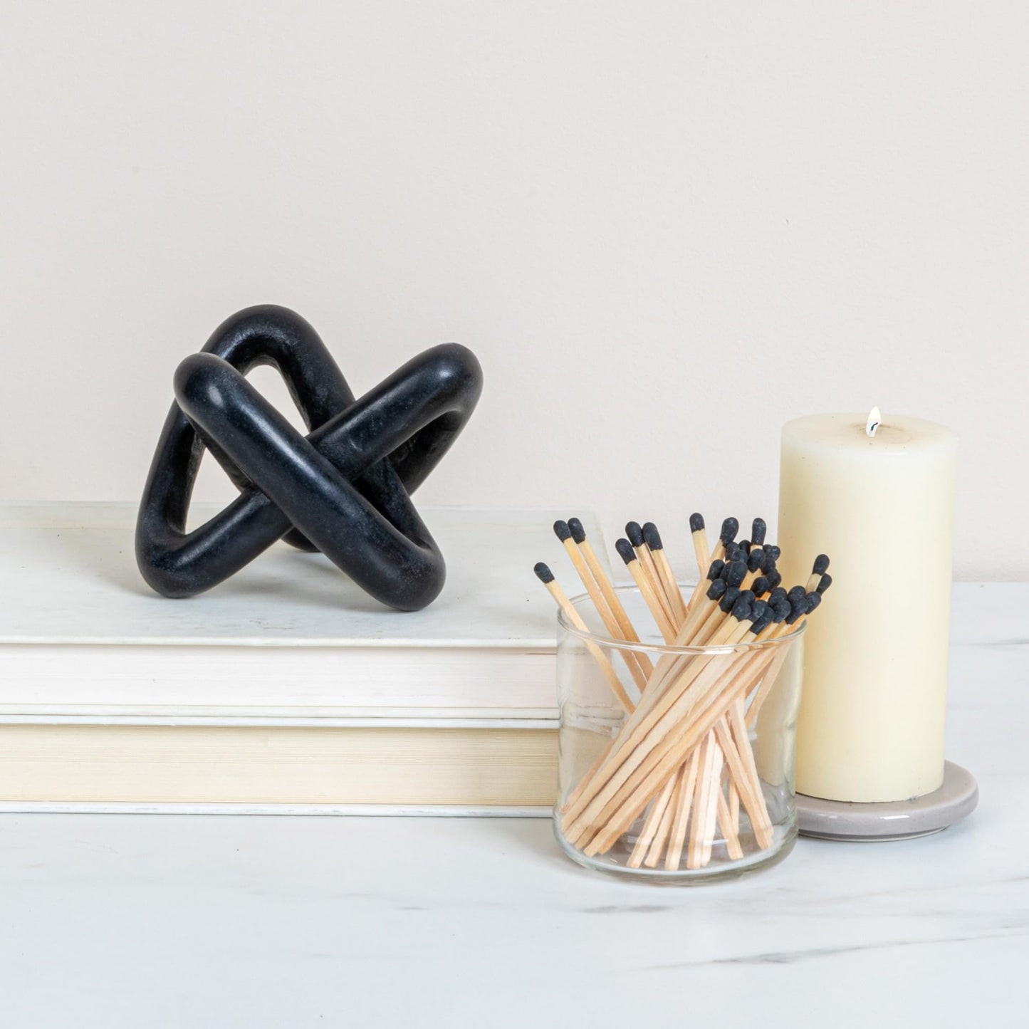Creative Co-Op Modern Decorative Marble Link Knot, Beige