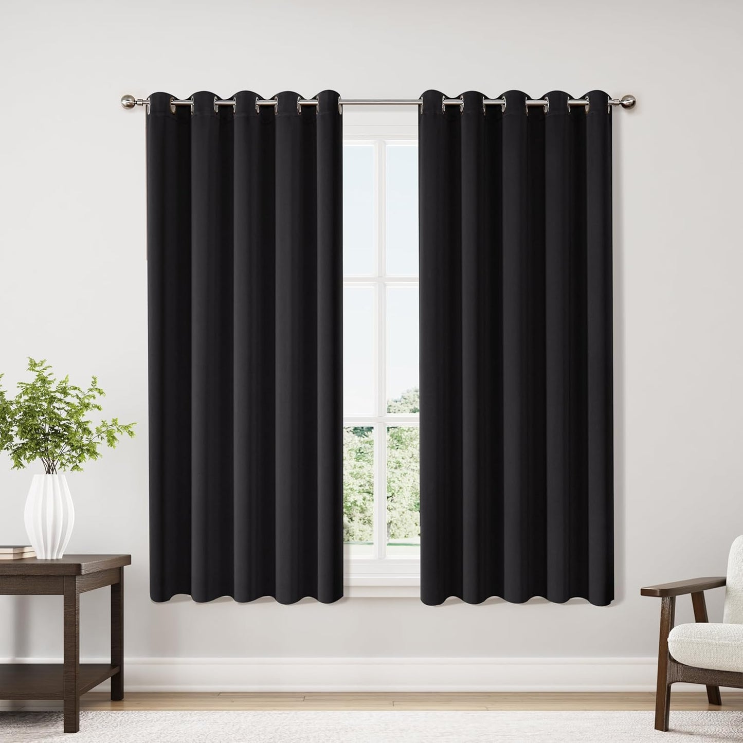 ChrisDowa Blackout Curtains 42x63" Grey, 2 Panels