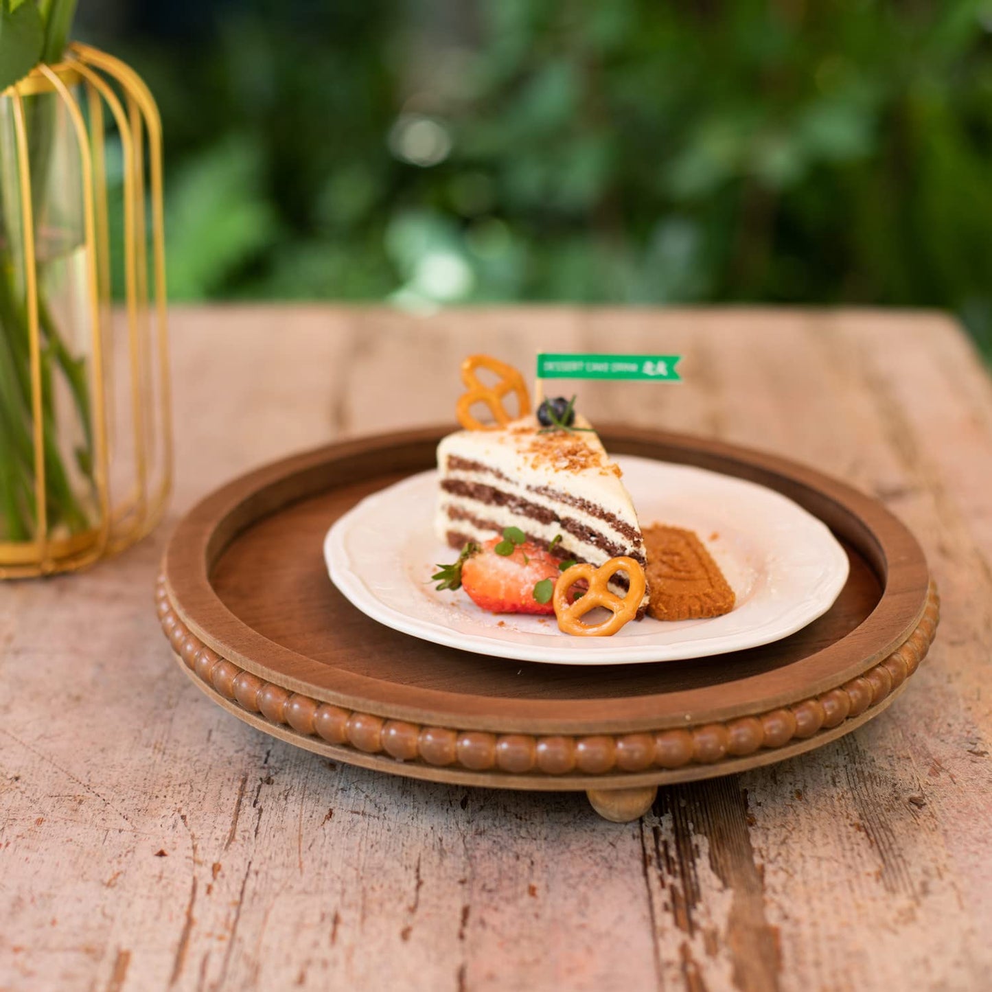 HPC Decor Round White Wood Tray, 12"