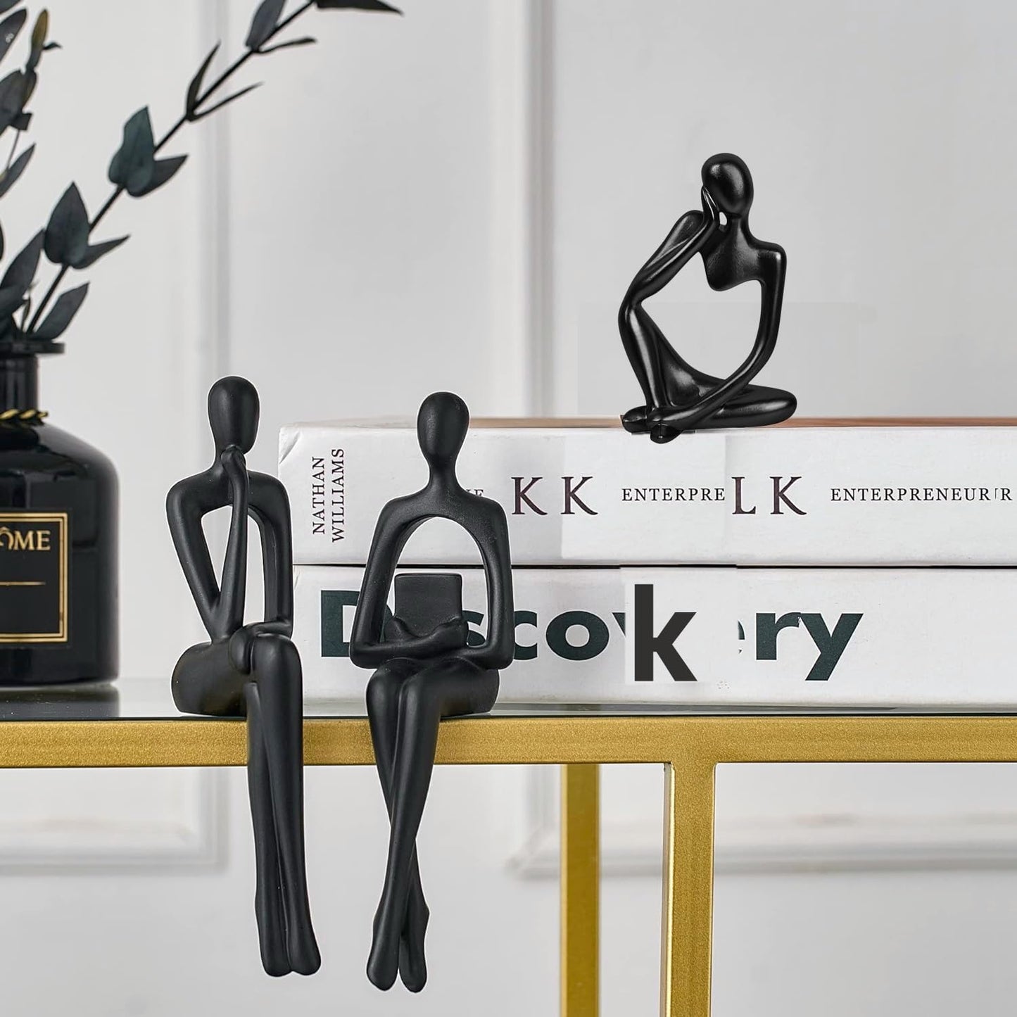 Gold Thinker Statues, Set of 3, Small