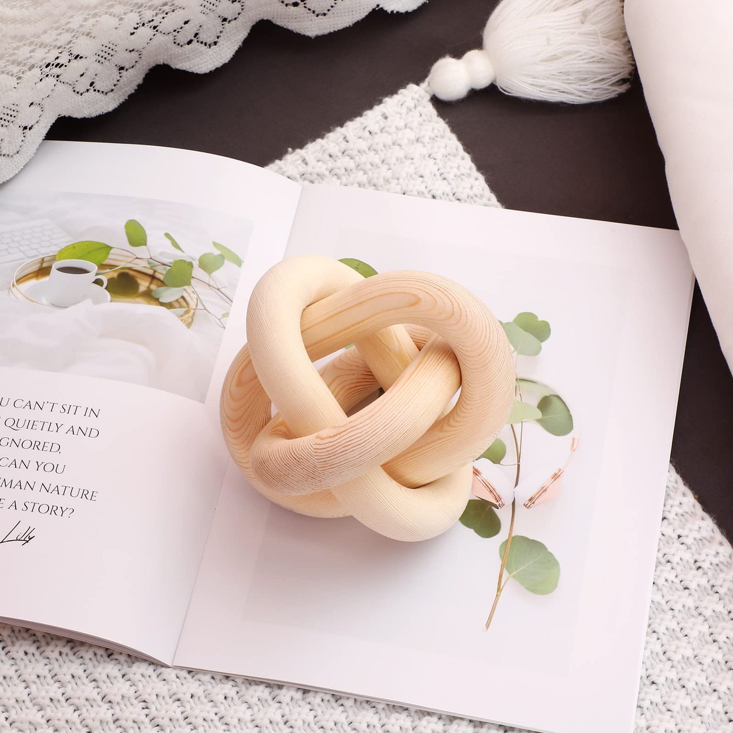 Yalikop Wood Knot Decor, White