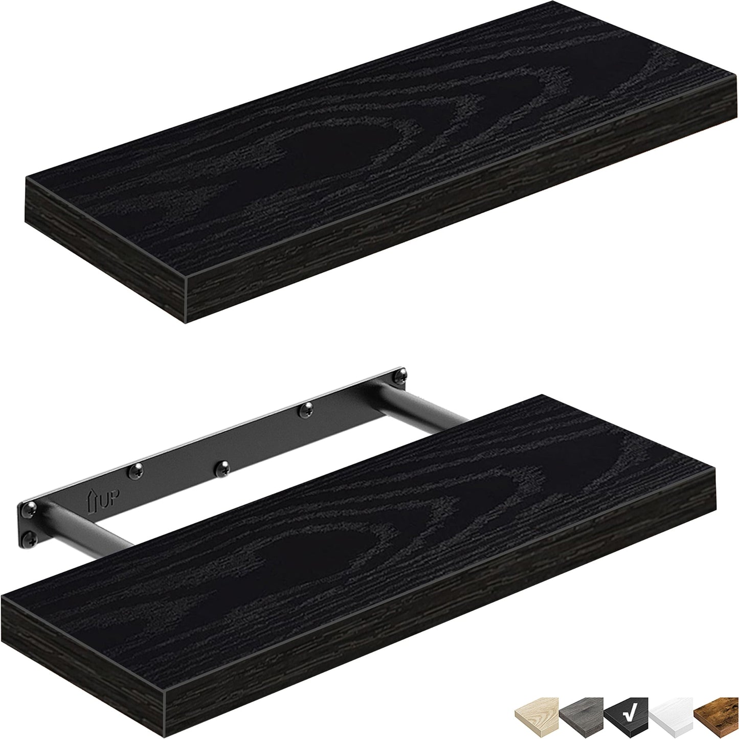QEEIG Floating Shelves, 3pcs, Rustic Brown
