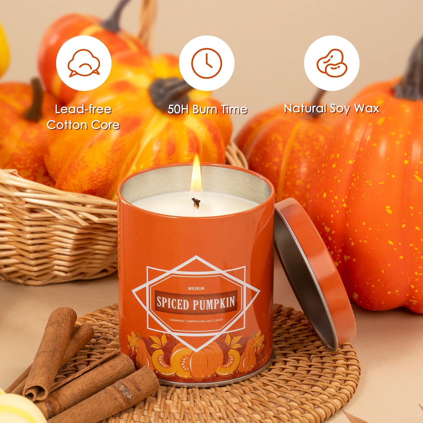 Fall Candles – 36oz (4×9oz) Soy Candles