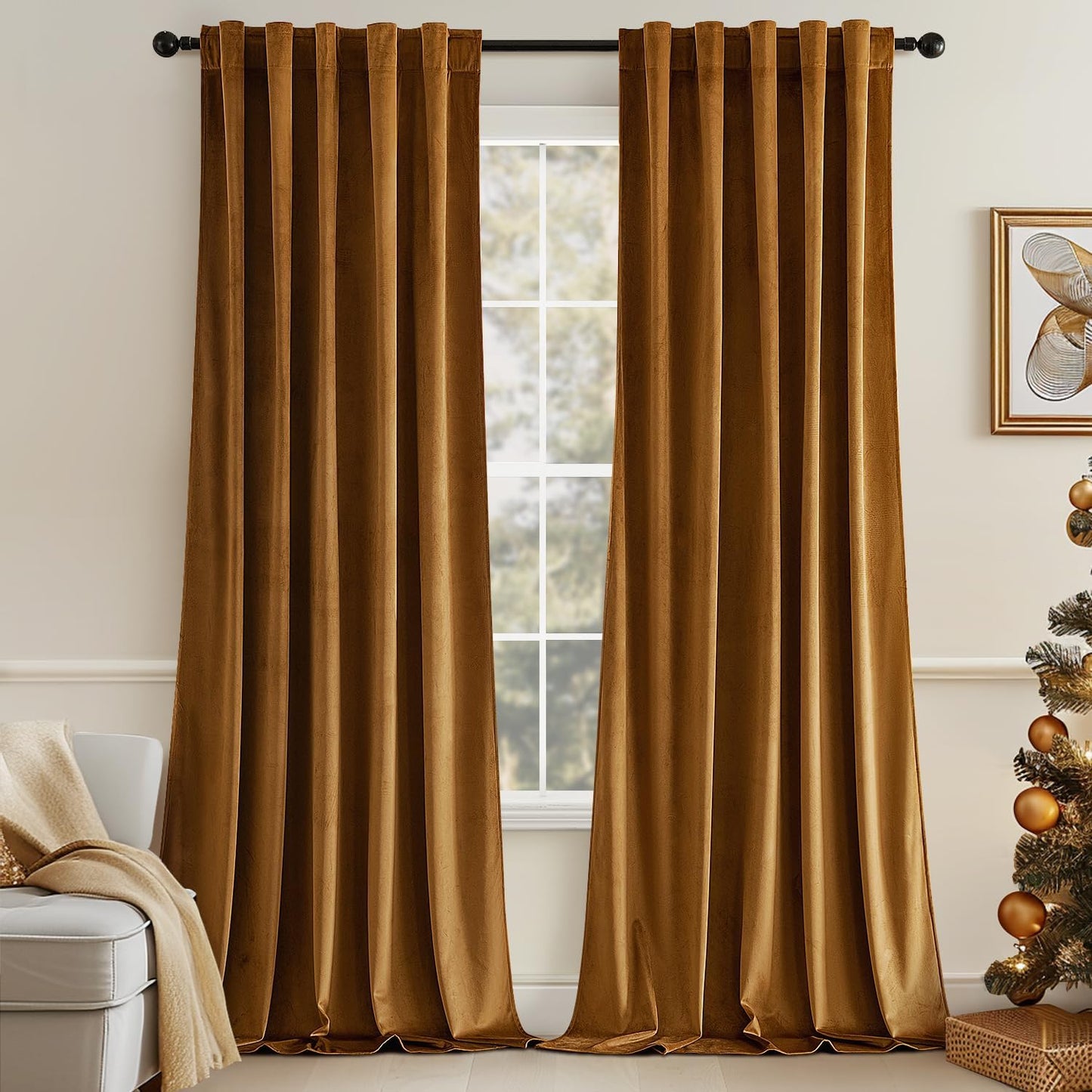 MIULEE Velvet Curtains 108 inches Long 2 Panels