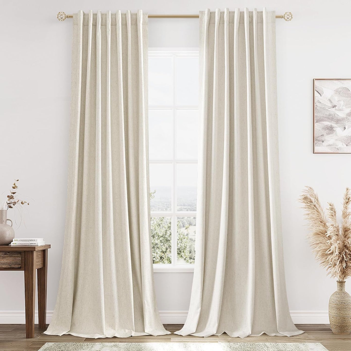 Cream Linen Blackout Curtains – 2 Panels