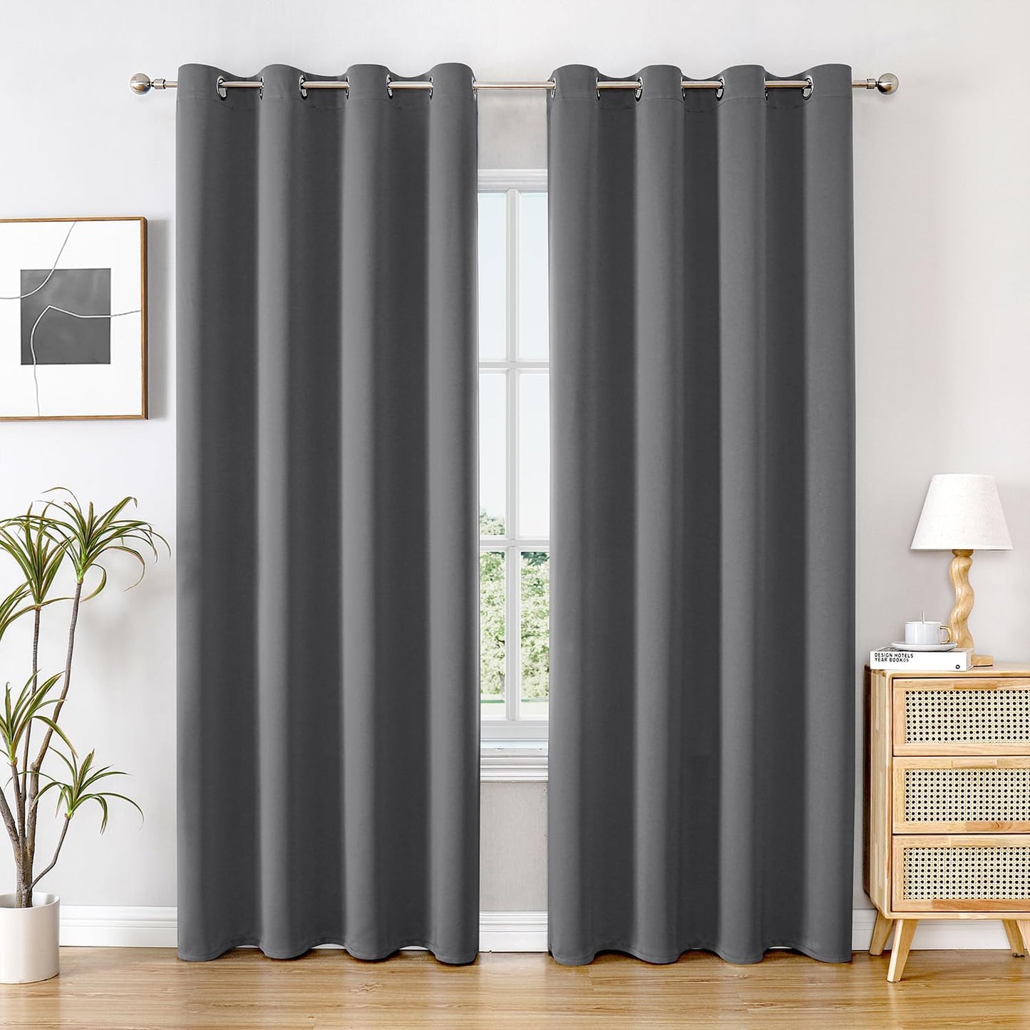 ChrisDowa Blackout Curtains 42x63" Grey, 2 Panels