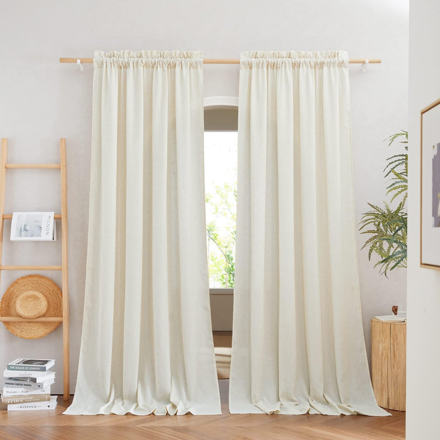 NICETOWN Linen Curtains 52x108" 2 Panels