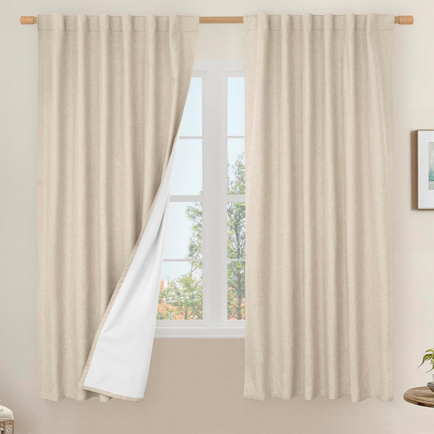 LAMIT Linen Blackout Curtains 60x84" Taupe, 2 Panels