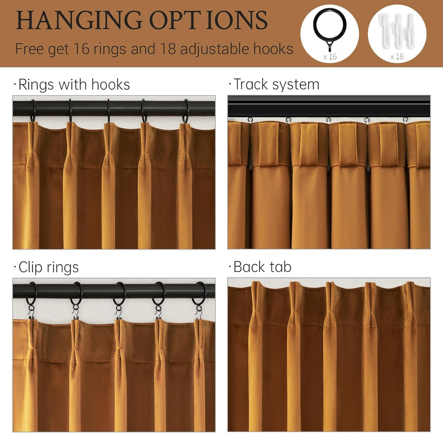 Cream Velvet Blackout Curtains 108", Set of 2