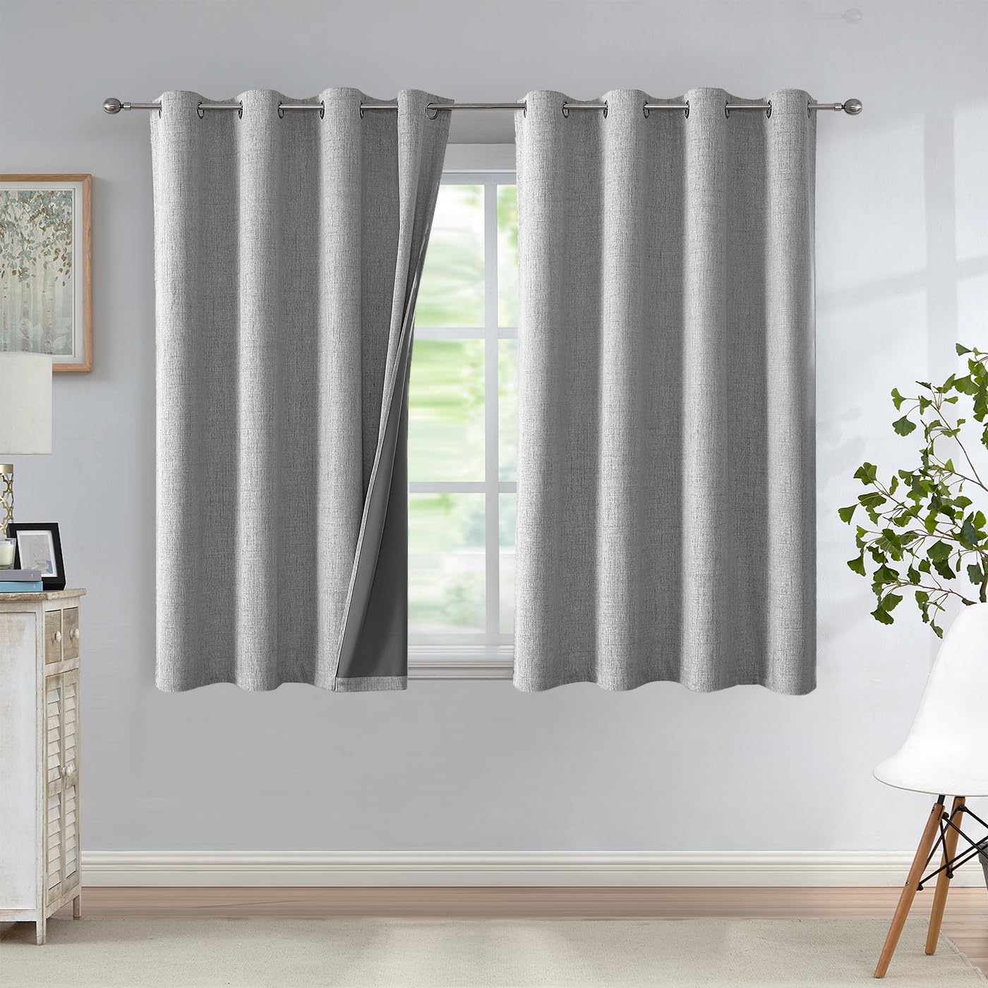 Urban Lotus Blackout Curtains 52x84" Beige, 2 Panels