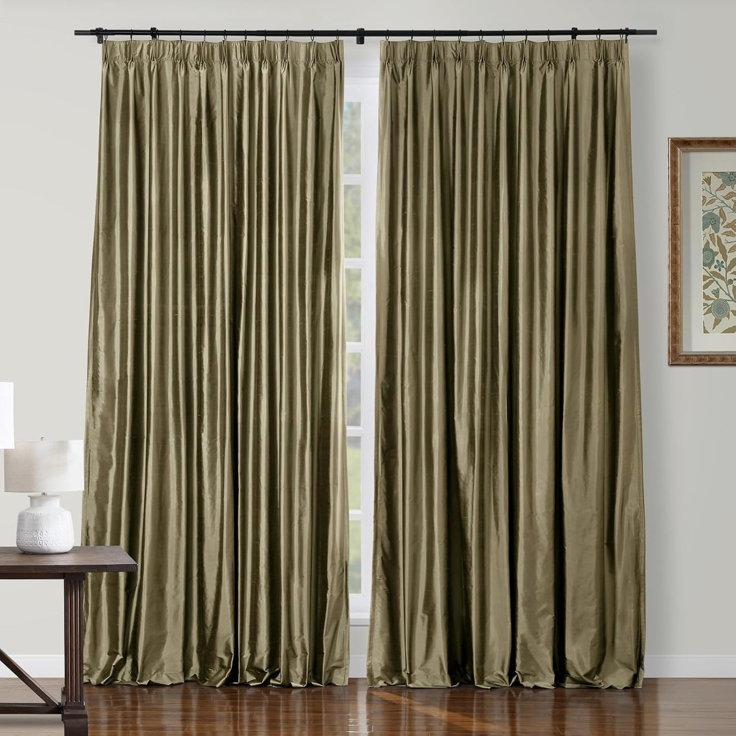 Silk Pinch Pleat Curtain – Sand, 52"x90"