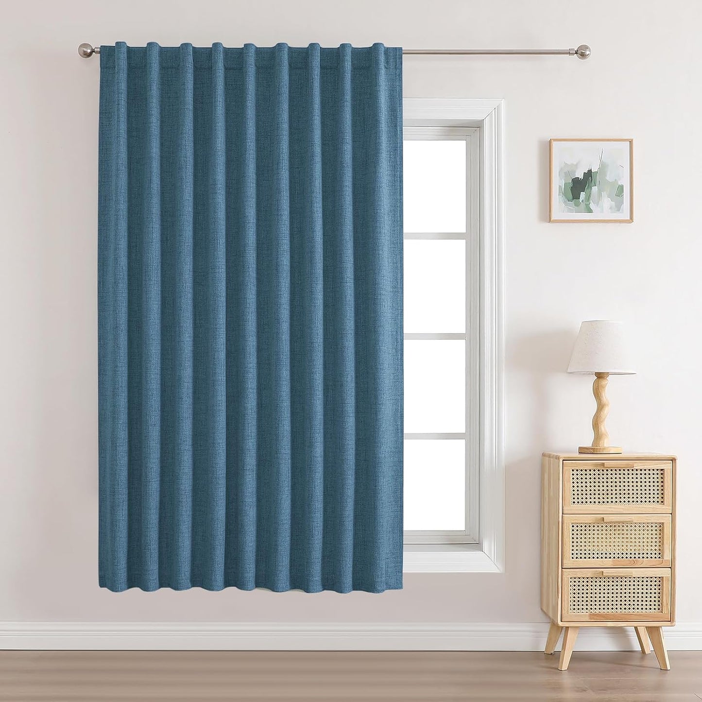Joydeco Blackout Linen Curtains 84" 2 Panels