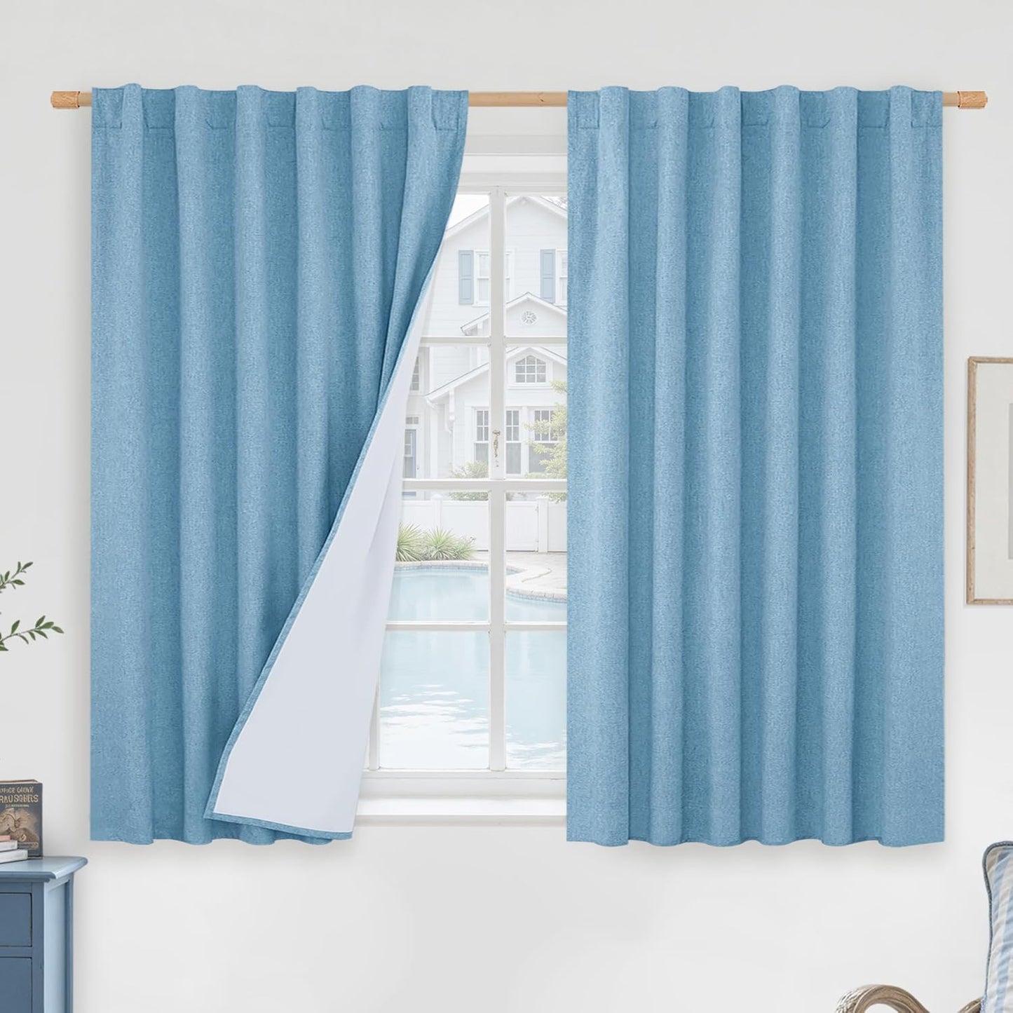 LAMIT Linen Blackout Curtains 60x84" Taupe, 2 Panels