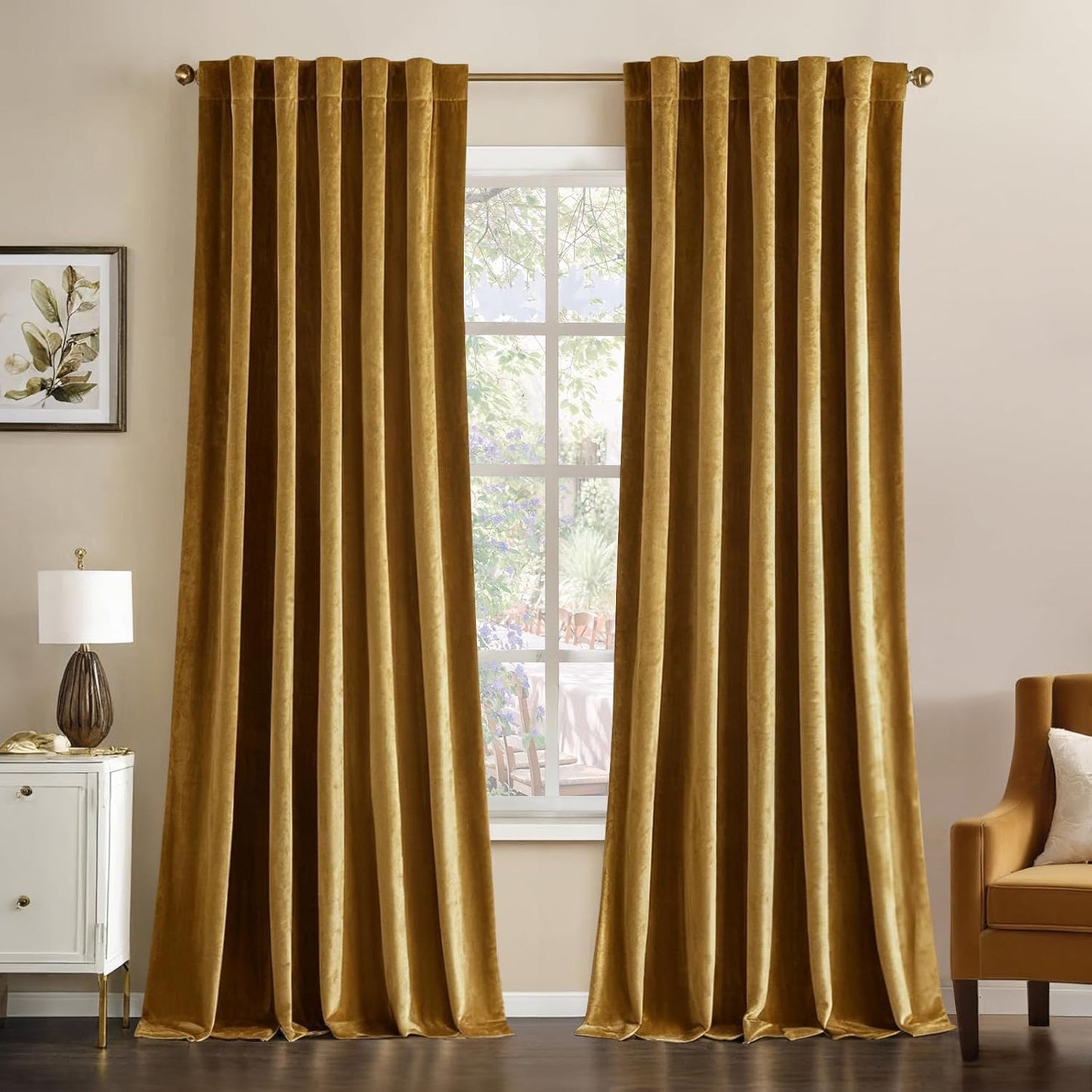 MIULEE Velvet Curtains 108 inches Long 2 Panels