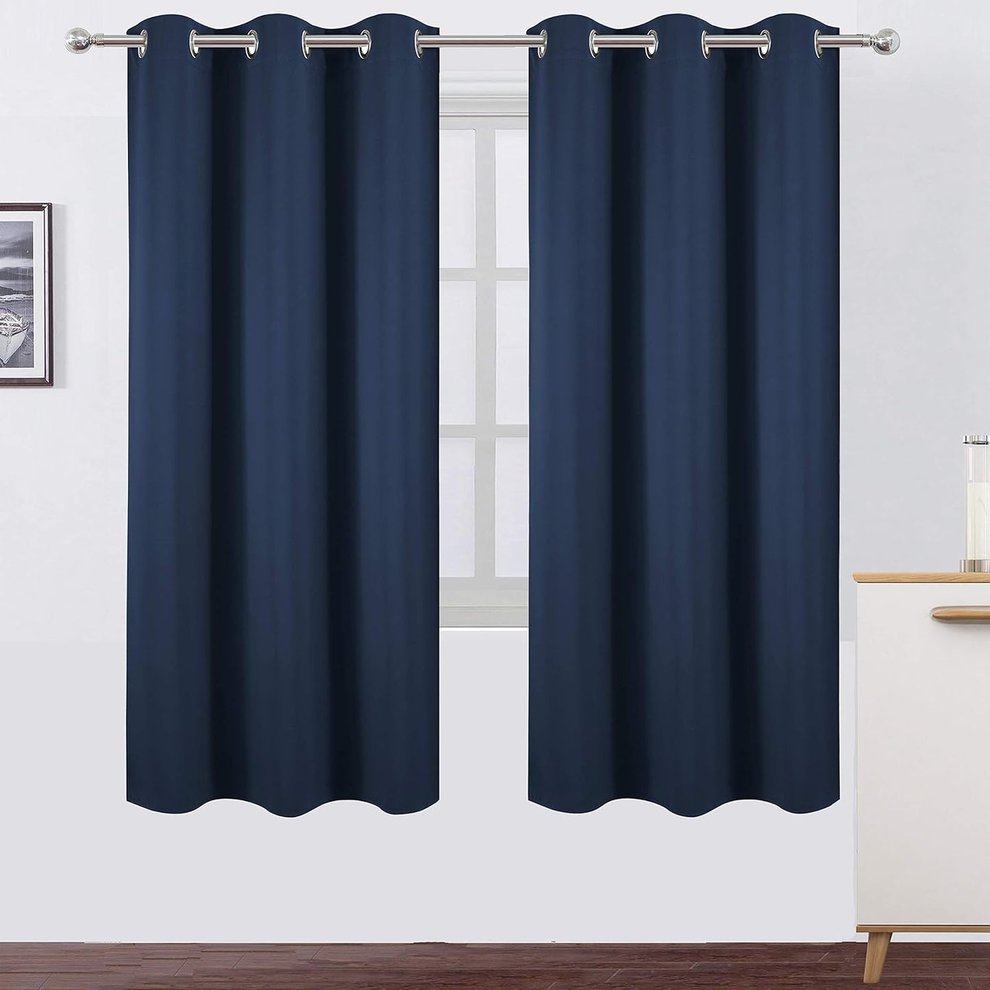 LEMOMO Blackout Curtains 52x84" Black, 2 Panels