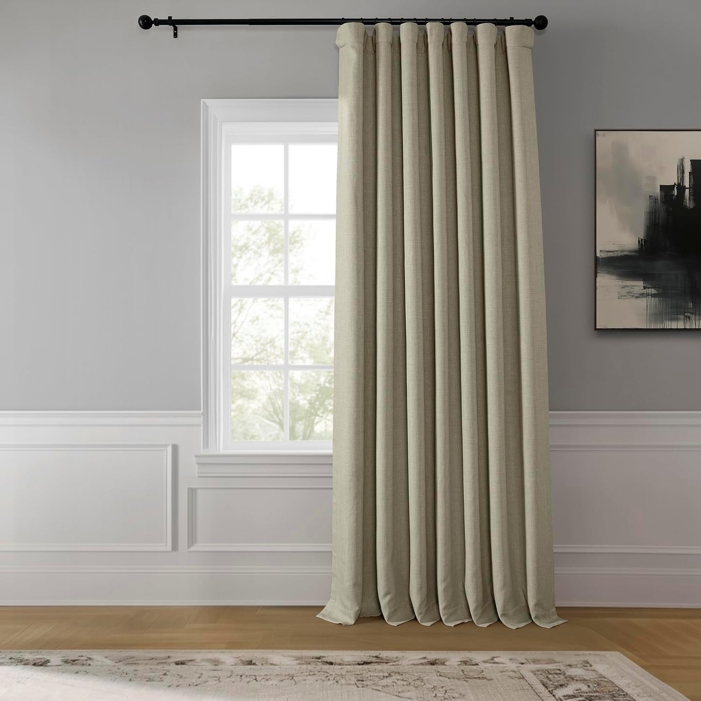 HPD Faux Linen Curtain 100x96" Birch, 1 Panel
