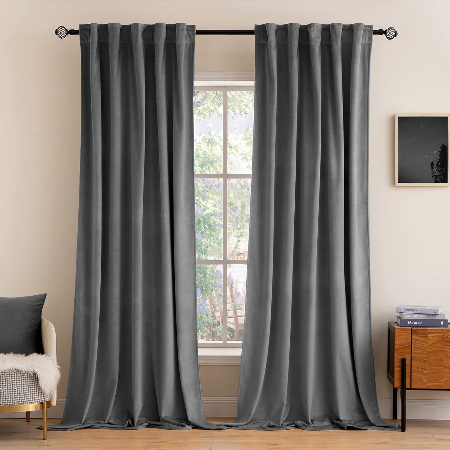 MIULEE Velvet Curtains 108 inches Long 2 Panels