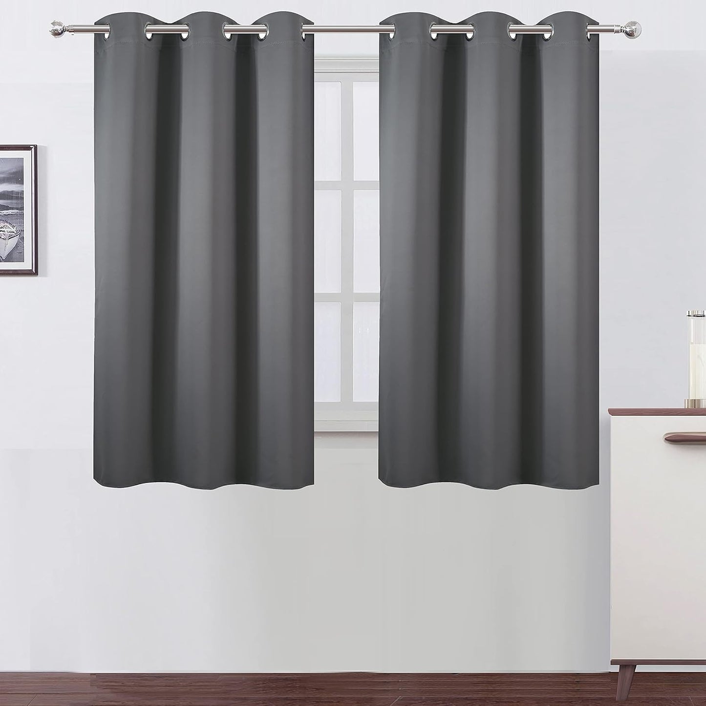 LEMOMO Blackout Curtains 52x84" Black, 2 Panels