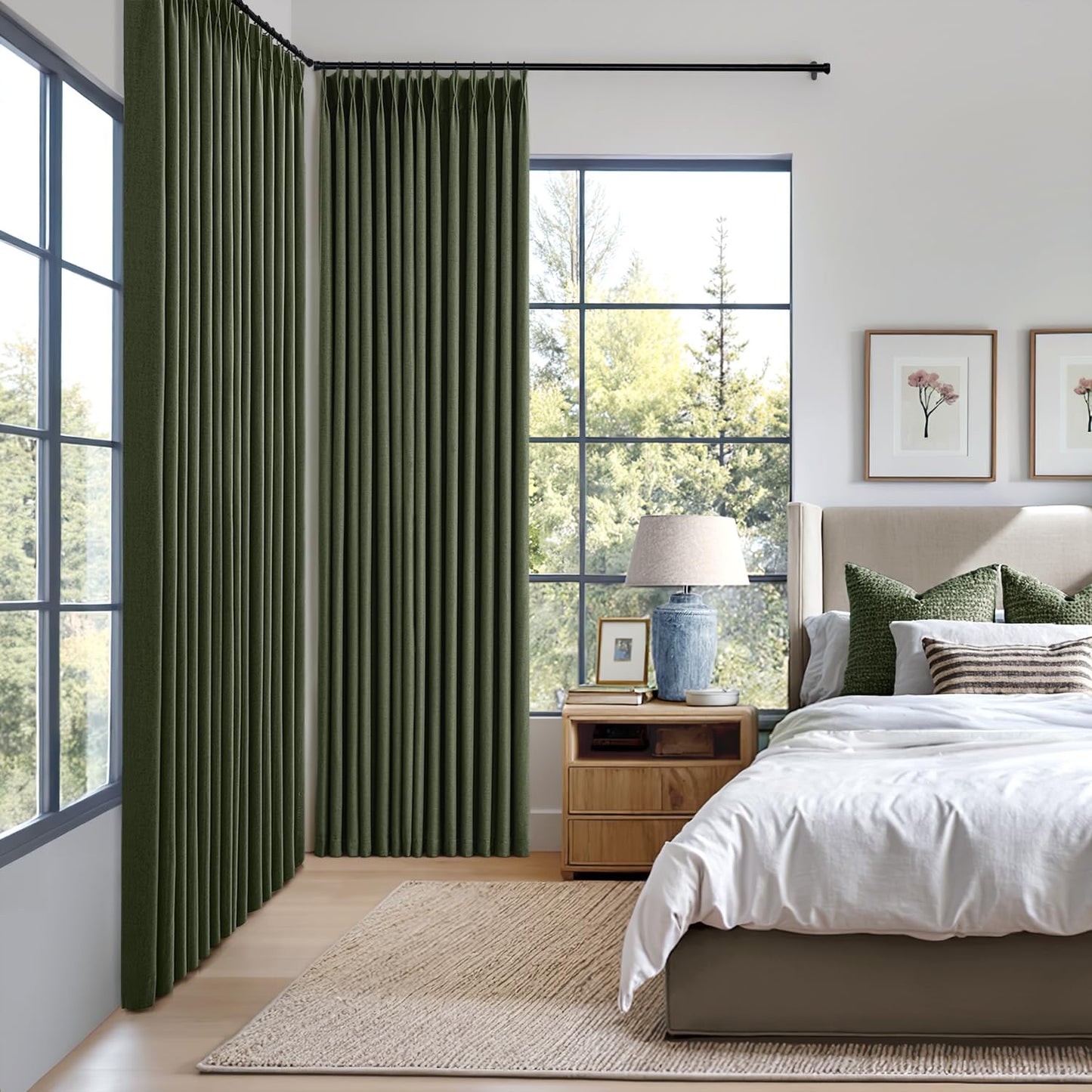 MIULEE Blackout Linen Curtains 96" 2 Panels
