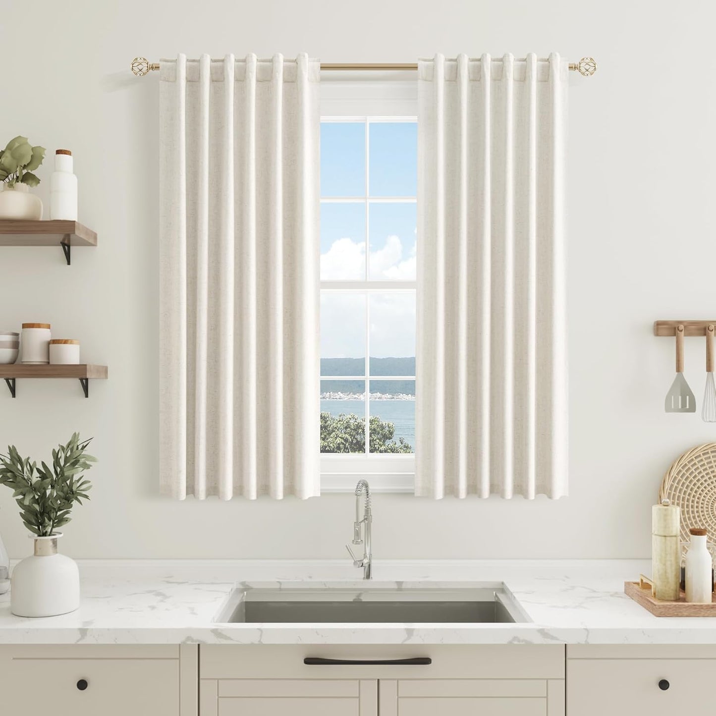 Cream Linen Blackout Curtains – 2 Panels