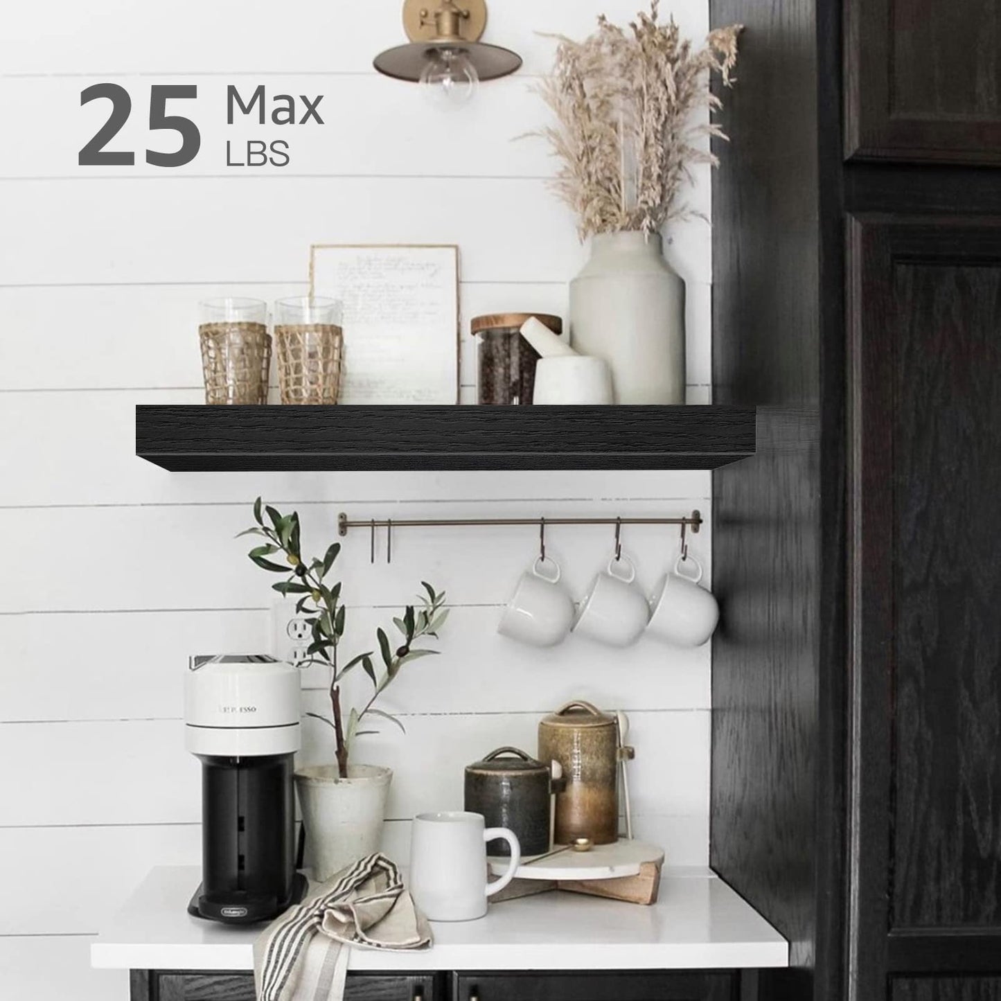QEEIG Floating Shelves, 3pcs, Rustic Brown