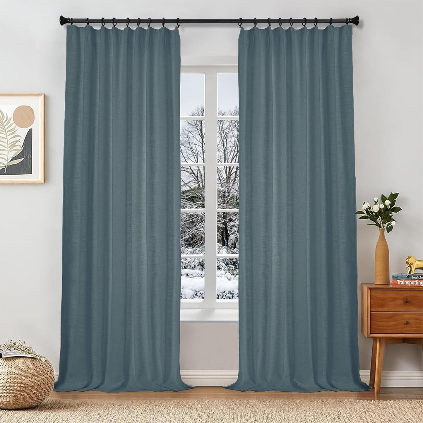 Linen Curtains – Snow White, 84" (2 Panels)