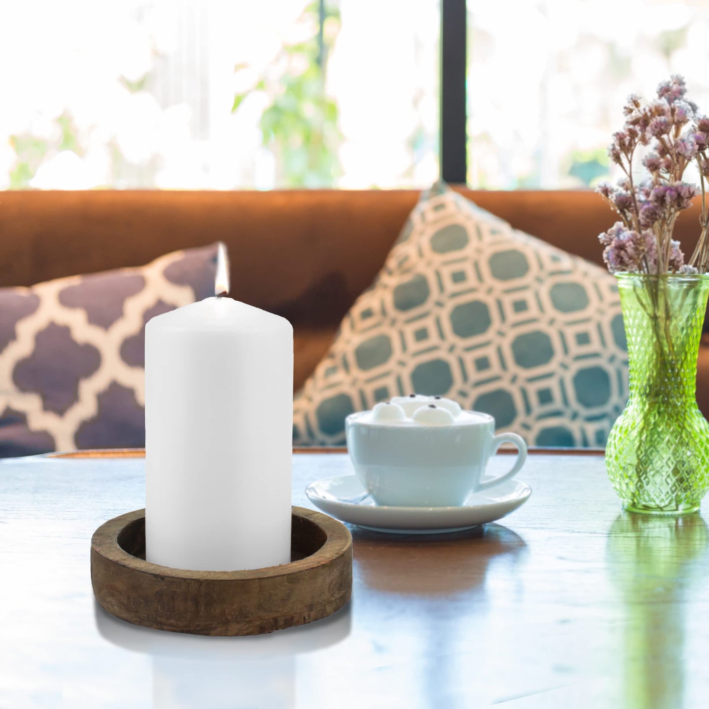 Stonebriar Unscented White Pillar Candles, 6-Pack, 3"x6"