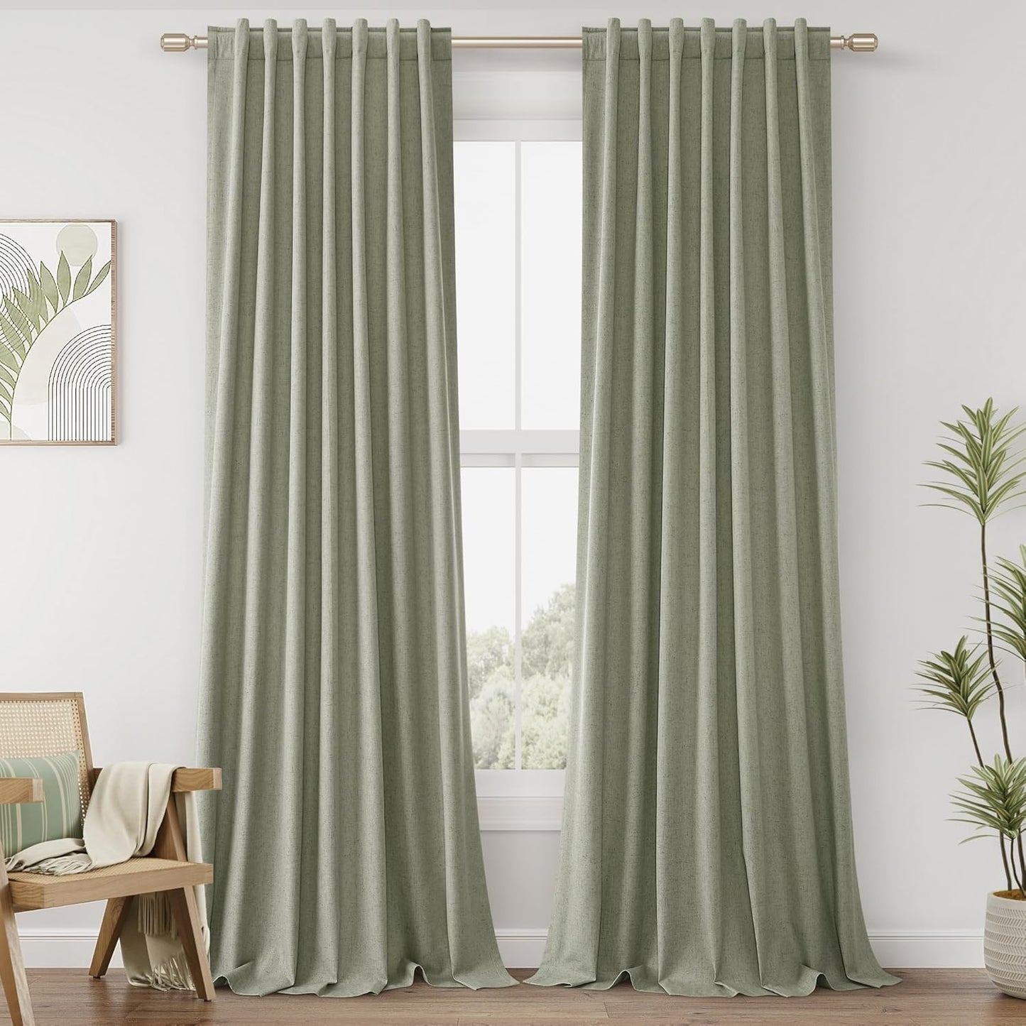 Cream Linen Blackout Curtains – 2 Panels