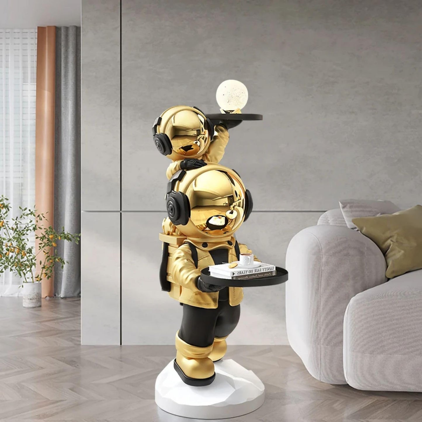 Gold Astronaut Floor Statue