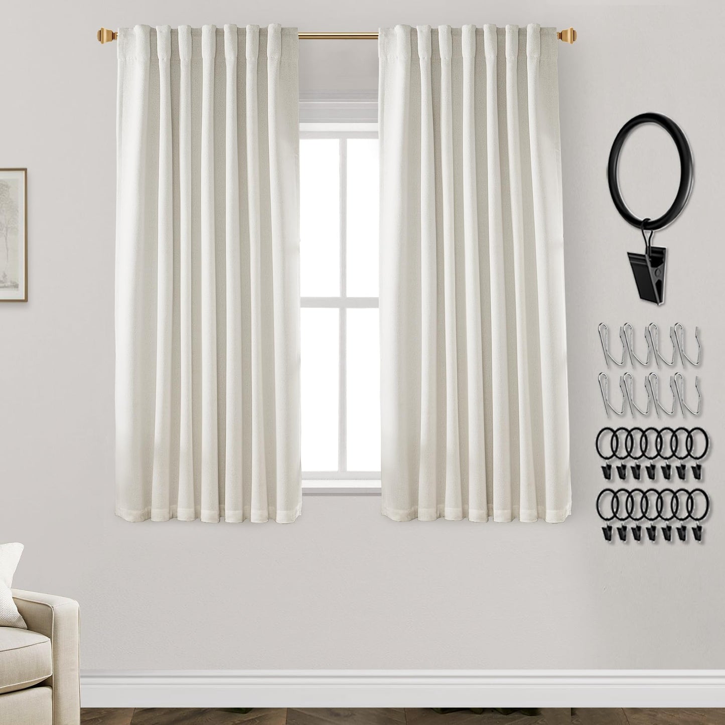 Boho Blackout Curtains Cream 70x90, 2 Panels