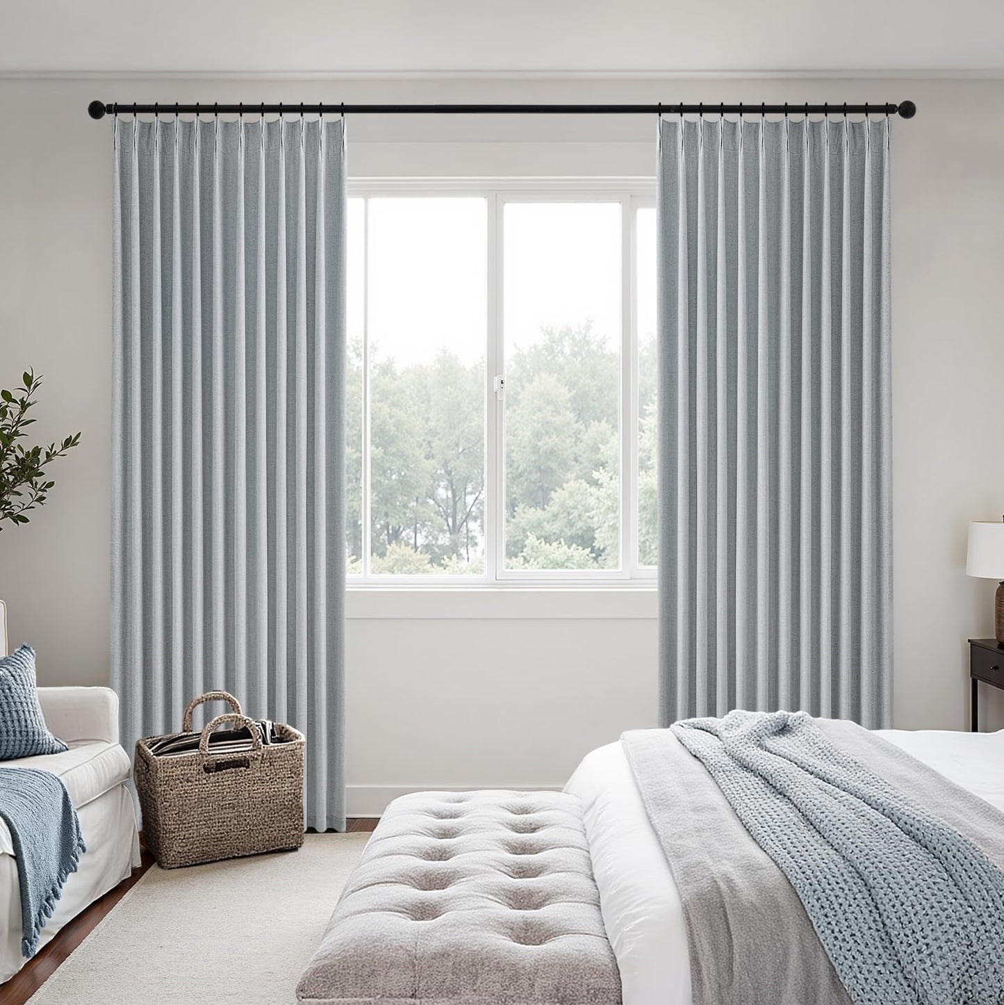 MIULEE Blackout Linen Curtains 96" 2 Panels
