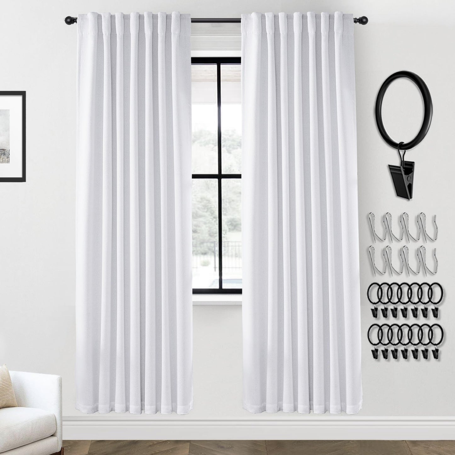 Boho Blackout Curtains Cream 70x90, 2 Panels