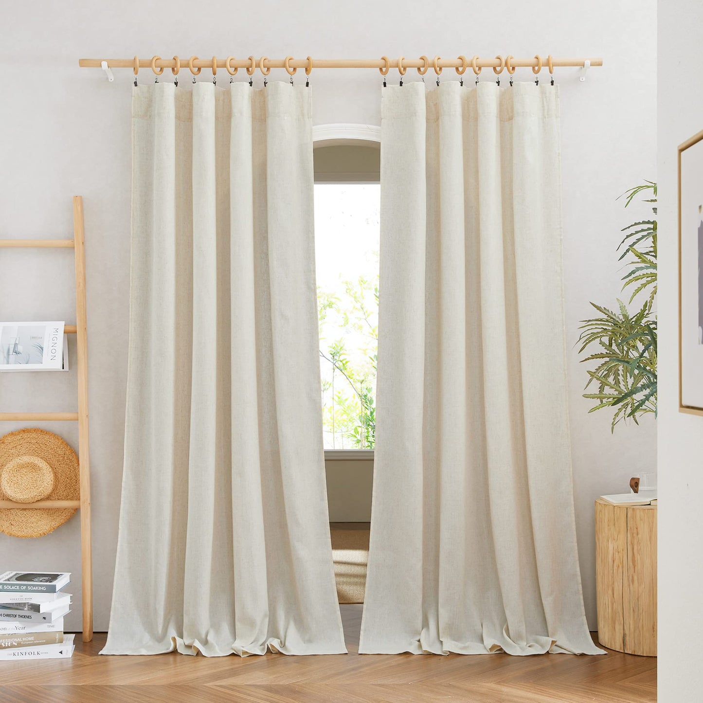 NICETOWN Linen Curtains 52x108" 2 Panels