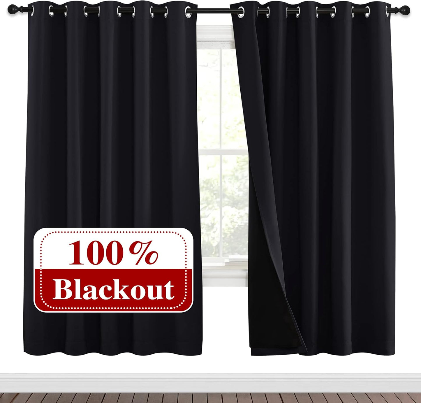 NICETOWN Grey Blackout Curtains 70x108, Set of 2
